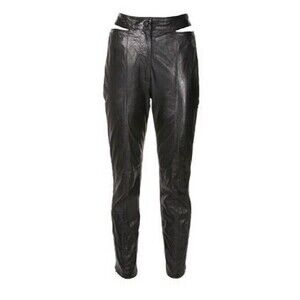 Andrea Bogosian Black Gold Leather Pants High Waist Slim NWT S/M